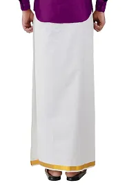 Prakasam Cotton Mens Welcro pocket white dhoti/Jari border welcro pocket dhoti/Readymade dhoti with pocket/pack of one dhoti-thumb4