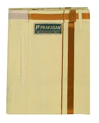 Prakasam Cotton Mens Welcro pocket Cream dhoti/Jari border welcro pocket dhoti/Readymade dhoti with pocket/pack of one dhoti-thumb3