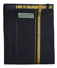 Prakasam Cotton Mens Welcro pocket Black dhoti/Jari border welcro pocket dhoti/Readymade dhoti with pocket/pack of one dhoti-thumb2