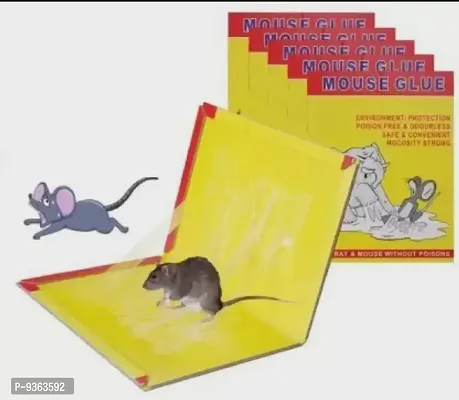 Catch Mouse Rat Glue Traps, Mouse Insect Rodent Lizard Trap Rat Catcher Adhesive Sticky Glue Pad for Rats/Lizards/Cockroaches/Ants/Mouse/Rodents Chuha Pakadne wala Pad/Plate (Pack of 5)-thumb0