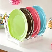 Akiba store Plastic Foldable Dish Rack Dish Drying Drainer Organizer Holder for Kitchen Bowls Plates 12 Slots Designed Stand Folding Plastic Kitchen Dish Rack Stand Plate Holder (1 Pc)-thumb2