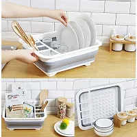 SHREVI Collapsible Dish Drying Drainer Rack Silicone Folding Dish Rack with Spoon Fork Knife Storage Holder Utensil Dinnerware Travel Organizer Strainer Basket-thumb1