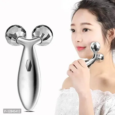 MAHOSTAV 3D Aluminum Roller Massager Face Full Body Shape Massage Facial Massager, 15.5 X 9.5 X 5.3 CM, Silver-thumb2