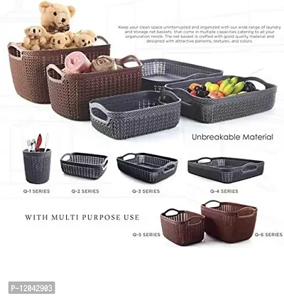 SHREVI IMPEX Unbreakable Plastic Multipurpose Flexible Storage Basket Q4 Series | Vegetables, Fruits, Office, Kitchen, Bathroom, Stationary, Home Basket With Multi-Color-thumb2