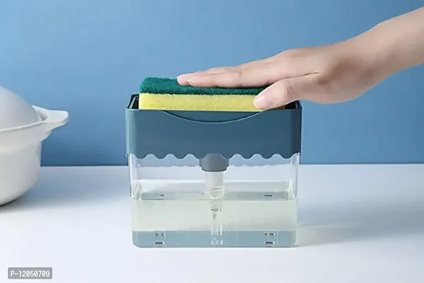 SHREVI Latest Model (Large, 750 ML Capacity) 2 in 1 Liquid Soap Dispenser Pump Sponge Caddy for Dish Soap Sponge Home Bathroom Kitchen Accessories