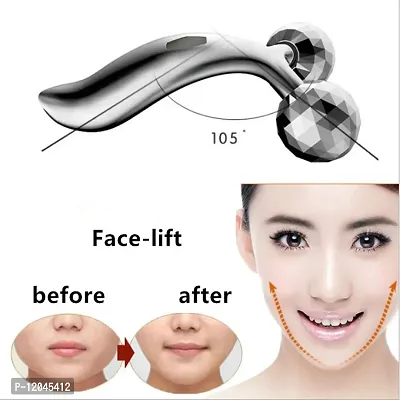 MAHOSTAV 3D Aluminum Roller Massager Face Full Body Shape Massage Facial Massager, 15.5 X 9.5 X 5.3 CM, Silver-thumb5