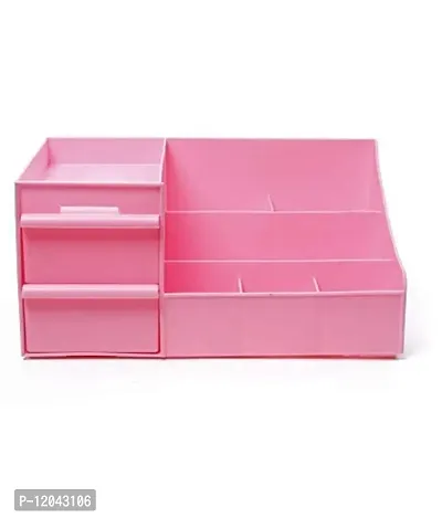 Multi Grid Plastic Desktop Storage Organizer Cosmetic Organizer with 2 Drawer Sundries Cosmetics Box Jewelry Storage Case Display