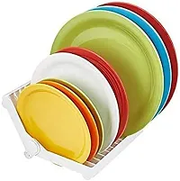 Akiba store Plastic Foldable Dish Rack Dish Drying Drainer Organizer Holder for Kitchen Bowls Plates 12 Slots Designed Stand Folding Plastic Kitchen Dish Rack Stand Plate Holder (1 Pc)-thumb1