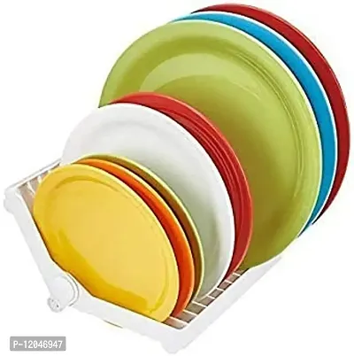 Akiba store Plastic Foldable Dish Rack Dish Drying Drainer Organizer Holder for Kitchen Bowls Plates 12 Slots Designed Stand Folding Plastic Kitchen Dish Rack Stand Plate Holder (1 Pc)-thumb2