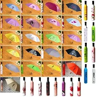 Mbuys Mall Folding Portable Wine Bottle Umbrella with Plastic Case for Summer Sun Heat Protection and Rainy Season Assorted Color and Design-thumb3