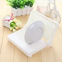 Akiba store Plastic Foldable Dish Rack Dish Drying Drainer Organizer Holder for Kitchen Bowls Plates 12 Slots Designed Stand Folding Plastic Kitchen Dish Rack Stand Plate Holder (1 Pc)-thumb3