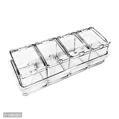 Crystal Kitchen Seasoning Box Set Pepper Salt Spice Rack with Spoons, 25 x 10 x 8 cm, Clear