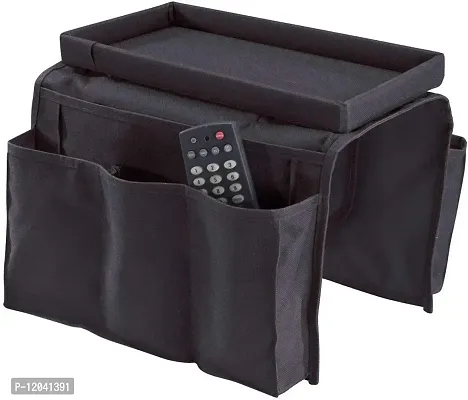 SHREVI Arm Rest 6 Pocket Organizer with 2 Trays for Tea Coffee Mugs Pens Papers Toys-thumb0