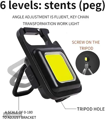 Shrevi COB Small Flashlights, 500Lumens Bright Rechargeable Keychain Mini Flashlight 3 Light Modes Portable Pocket Light with Folding Bracket Bottle Opener and Magnet Base for Camping,Hiking-thumb5