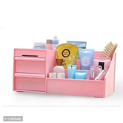 Akiba Store Desktop Makeup Organizer Jewelry and Cosmetic Storage Box 2 Drawer 7 Compartment for - Great for Bathroom, Dresser, Vanity and Countertop Plastic Storage Box-1 pcs-thumb0