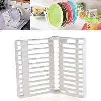 Akiba store Plastic Foldable Dish Rack Dish Drying Drainer Organizer Holder for Kitchen Bowls Plates 12 Slots Designed Stand Folding Plastic Kitchen Dish Rack Stand Plate Holder (1 Pc)-thumb4