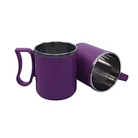 SHREVI IMPEX Style of Plastic Steel Milk-Tea-Coffee Mug ,2 Pieces Stainless Steel Designer Coffee Mug 250 ML (Multi Color, Made in India-thumb2