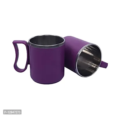 SHREVI IMPEX Style of Plastic Steel Milk-Tea-Coffee Mug ,2 Pieces Stainless Steel Designer Coffee Mug 250 ML (Multi Color, Made in India-thumb3