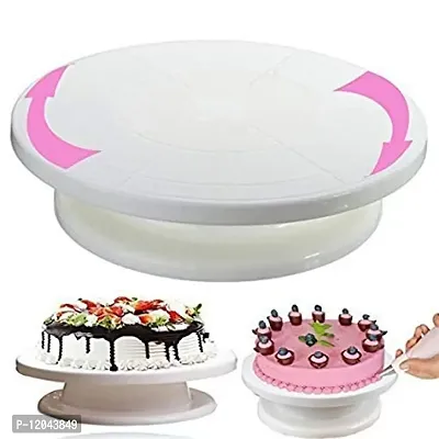 Cake Decorating Revolving Turntable, White, BPA Free Plastic, 360 Degree Rotating