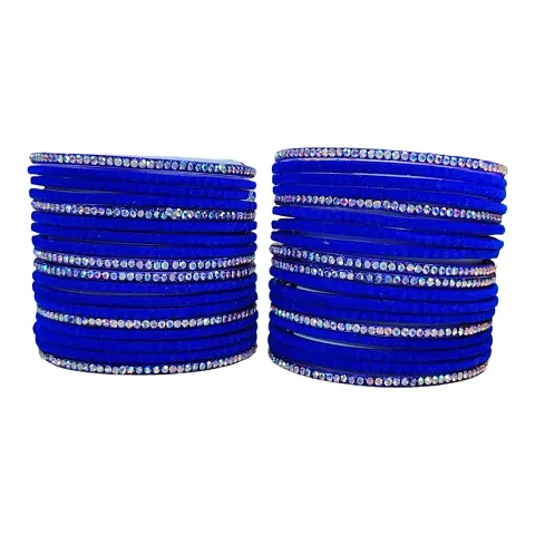 Traditional Ethnic Designer Glass Bangles Studded with Beads Stone