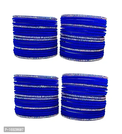 Traditional Ethnic Designer Glass Bangles Studded with Beads Stone Pack of 2