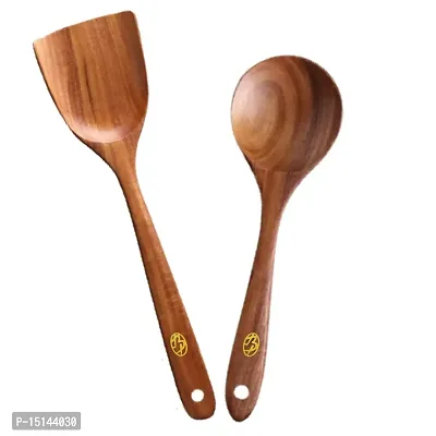 Bell Pepper Handmade Wooden Spatula Set for Kitchen Cooking and Serving Without Polish for Non Stick Utensils  Cookwares - Multipurpose Low Maintenance Ladle Spoons