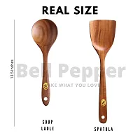 Bell Pepper Handmade Wooden Spatula Set for Kitchen Cooking and Serving Without Polish for Non Stick Utensils  Cookwares - Multipurpose Low Maintenance Ladle Spoons-thumb2