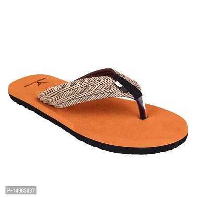 Stylish PU Orange Slip-On Solid Room Slipper For Men