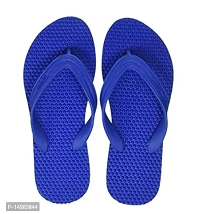 Stylish PU Royal Blue Slip-On Solid Room Slipper For Men