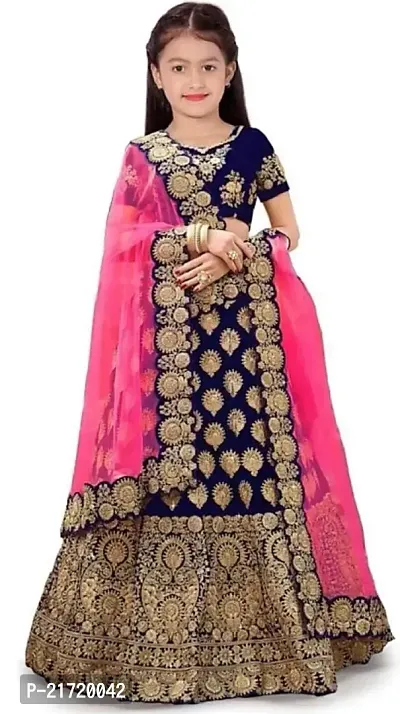 Nikudi Adorable Satin Lehenga Choli for Baby Girls Traditional Embroidered Comfortable Stylish Vibrant Colors Perfect for Festivals and Special Occasions-thumb0