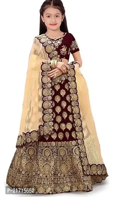 TerriBerri Girl's Embroidery Queen Semi Stitched Lehenga Choli Size:-() Colour:-()