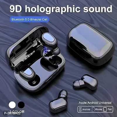 UDTA BHARAT..... L21 TWS Wireless Earphone Mini Bluetooth 5.0 Sports Headphone Waterproof Earbuds Hd Call Stereo Headset Sound with Mic Portable Charging Buds Box for Smartphones (Black)-thumb0
