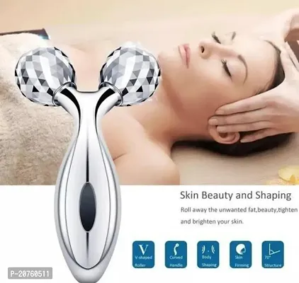 Manual 3D Massager Roller 360 Rotate Face Full Body Shape for Skin Lifting Wrinkle Remover Facial Massage Relaxation Tool, 15.5 x 9.5 x 5 cm, Silver-thumb0