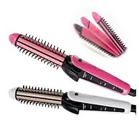 Professional 3 in 1 Electric Hair Straightener Curler Styler and Crimper (White  Pink black Colour) colour as per aviblity-thumb2