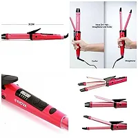 2-in-1 Ceramic Plate Essential Combo Beauty Set of Hair Straightener and Plus Hair Curler for Women (Pink)__-thumb2