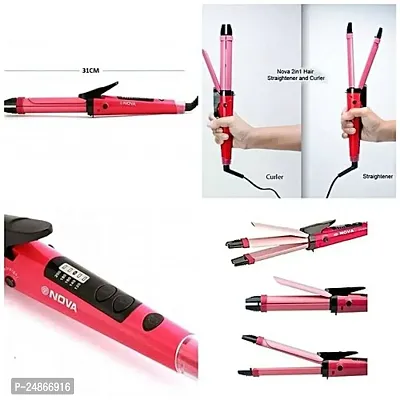 2-in-1 Ceramic Plate Essential Combo Beauty Set of Hair Straightener and Plus Hair Curler for Women (Pink)__-thumb3