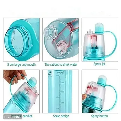 Stylish Plastic 2 In 1 Drinking Water Bottle with Sprayer - 600ml-thumb4