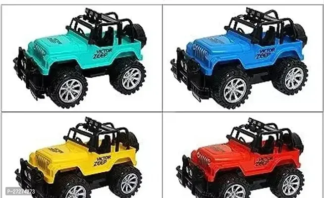 Beautiful Plastic Push Along Jeep Vehicle Toys For Kids Pack Of 4-thumb0