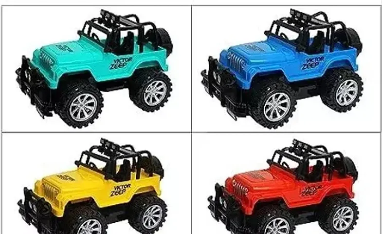 Beautiful Plastic Push Along Jeep Vehicle Toys For Kids Pack Of 4