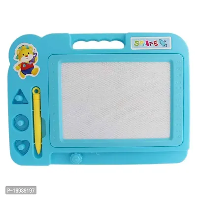 Educational Doodle Magic Plastic Writing Slate Toy Pad Drawing Board With Pen And Magnetic Shapes For Kids Blue