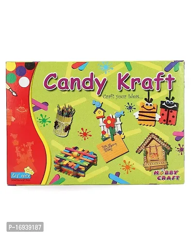 Candy Kraft Hobby Kit. Learn Creativity, Art And Craft, Best Out Of Waste With Ice-Cream Sticks Gifting Game For Kids Both Boy And Girl Above 5 Years Old