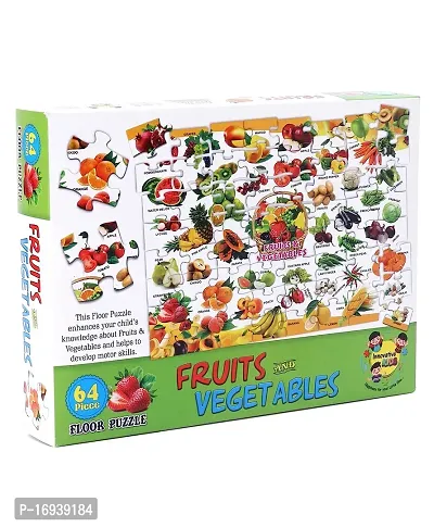 64 Pieces Floor Puzzle For 4+ Age Kids Fruits And Vegetables, Puzzles