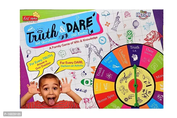 Truth And Dare 360 Questions 240 Tasks A Family Came Of Wits And Knowledge For 6+ Age Kids, Multicolor-thumb0