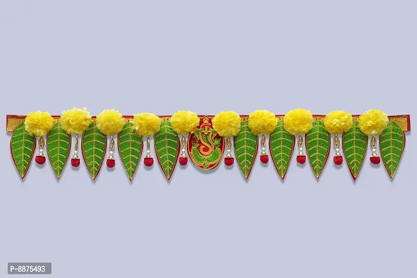 Ganesh Pan Toran With Artificial Yellow Marigold Flower Door Toran Toran-thumb0