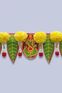 Ganesh Pan Toran With Artificial Yellow Marigold Flower Door Toran Toran-thumb1