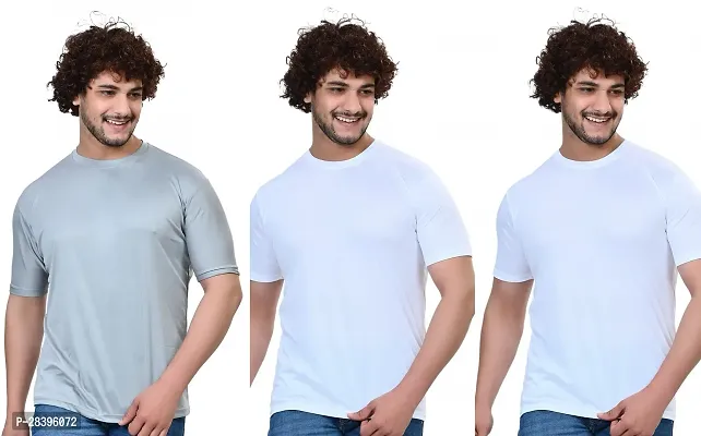 Reliable Multicoloured Polyester Solid Round Neck Tees For Men Pack Of 3-thumb0