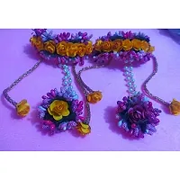 Balika Vadhu Jewellery Designer Jwellery Set for Women  Girls Pink Purple (Mehandi/Haldi /Bridal/Baby Shower/Marriage/Wedding) (Purple Yellow)-thumb2