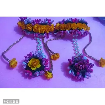 Balika Vadhu Jewellery Designer Jwellery Set for Women  Girls Pink Purple (Mehandi/Haldi /Bridal/Baby Shower/Marriage/Wedding) (Purple Yellow)-thumb3