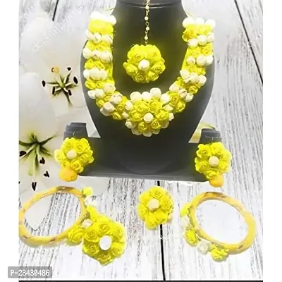 anytime Balika Vadhu Jewellery Designer Jwellery Set for Women  Girls (Mehandi/Haldi/Bridal/Baby Shower) (Yellow)-thumb2