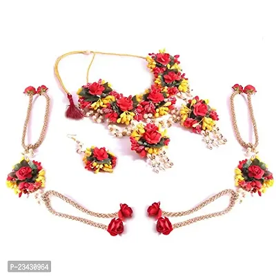 Balika Vadhu Jewellery Designer Jwellery Set for Women  Girls (Mehandi/Haldi /Bridal/Baby Shower/Marriage/Wedding) (Yellow Red)-thumb0